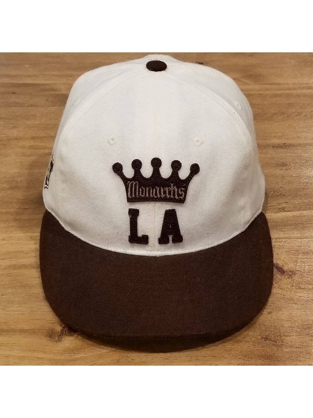 LA Monarchs Hat Size 7 3/8 Ebbets Field Flannels Wool MAde USA Hockey WHL White
